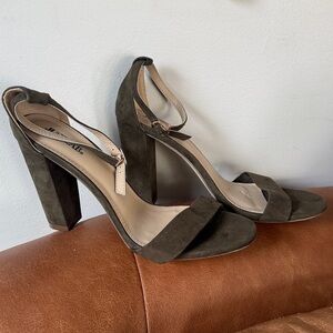 JustFab Makemba Block Olive Green Heeled Sandal